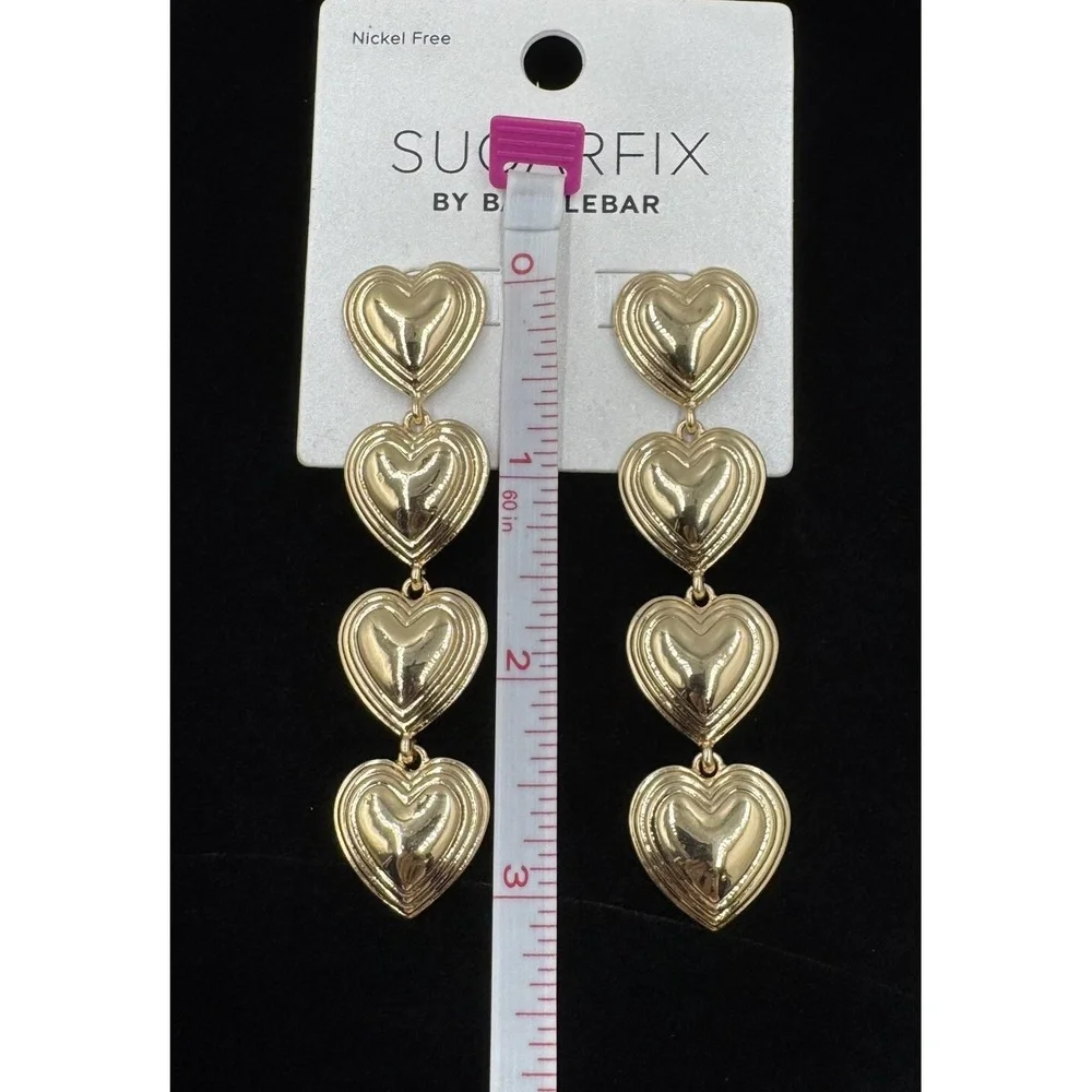 New SUGARFIX by BAUBLEBAR Multi Heart Dangle Drop Gold‎ Tone Valentines Earrings